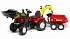 Педальный трактор-экскаватор с прицепом, цвет красный  - миниатюра №1
